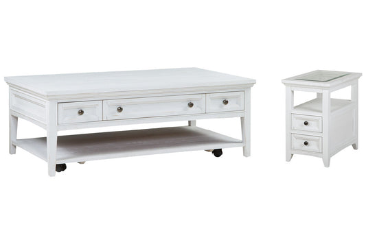 Magnussen - Heron Cove Chalk White Rectangular Cocktail Table With Chairside End Table - T4400-43KIT4 view 1