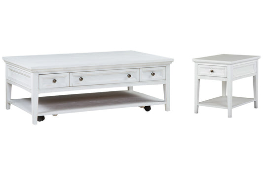 Magnussen - Heron Cove Chalk White Rectangular Cocktail Table With End Table - T4400-43KIT7 view 1