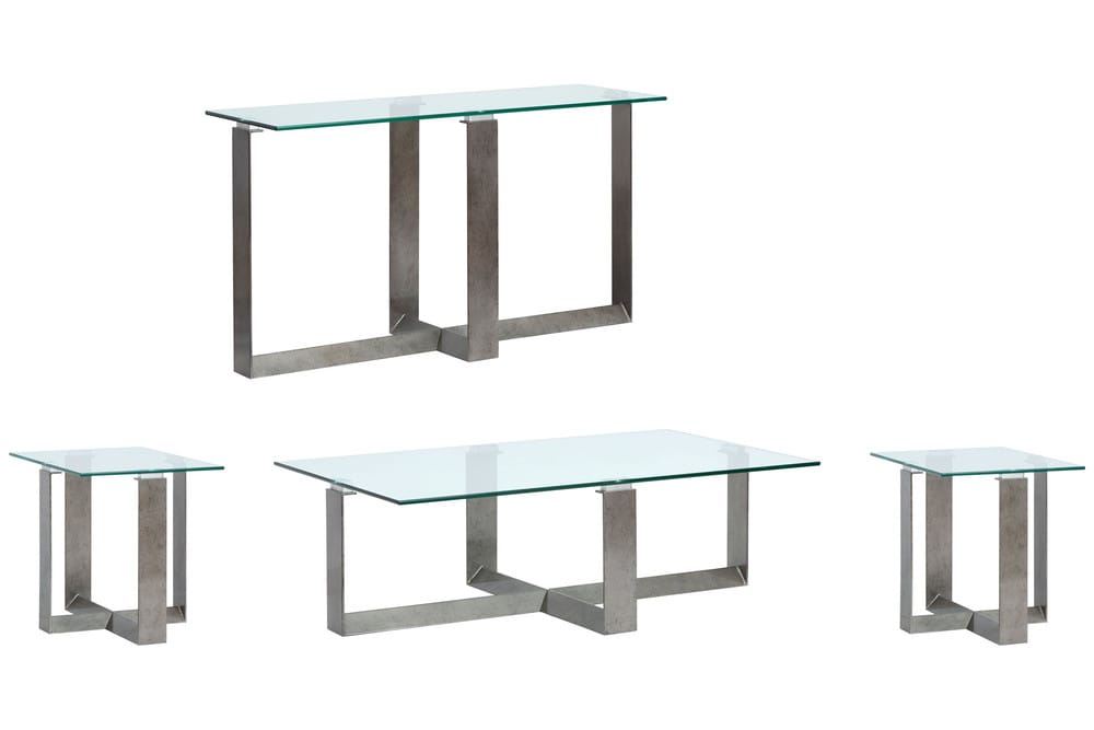 Magnussen - Holden Aged Pewter And Chrome Pucks Rectangular Cocktail Table With 2 End Table And Sofa Table - T6456-43KIT3 view 1