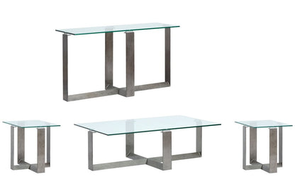 Magnussen - Holden Aged Pewter And Chrome Pucks Rectangular Cocktail Table With 2 End Table And Sofa Table - T6456-43KIT3 view 1