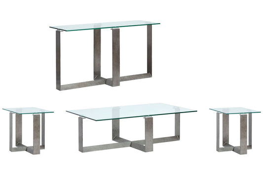 Magnussen - Holden Aged Pewter And Chrome Pucks Rectangular Cocktail Table With 2 End Table And Sofa Table - T6456-43KIT3 view 1