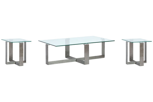 Magnussen - Holden Aged Pewter And Chrome Pucks Rectangular Cocktail Table With 2 End Table - T6456-43KIT2 view 1