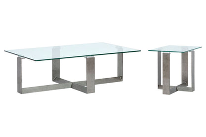 Magnussen - Holden Aged Pewter And Chrome Pucks Rectangular Cocktail Table With End Table - T6456-43KIT1 view 1
