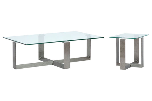 Magnussen - Holden Aged Pewter And Chrome Pucks Rectangular Cocktail Table With End Table - T6456-43KIT1 view 1