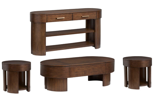 Magnussen - Holloway Toasted Almond Oval Lift Top Cocktail Table 2 End Tables With Sofa Table - T6501-50-KIT2 view 1