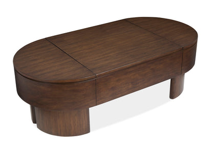 Magnussen - Holloway Toasted Almond Oval Lift Top Cocktail Table 2 End Tables With Sofa Table - T6501-50-KIT2 view 5