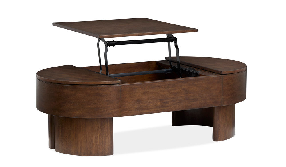 Magnussen - Holloway Toasted Almond Oval Lift Top Cocktail Table 2 End Tables With Sofa Table - T6501-50-KIT2 view 8