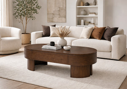 Magnussen - Holloway Toasted Almond Oval Lift Top Cocktail Table 2 End Tables With Sofa Table - T6501-50-KIT2 view 9