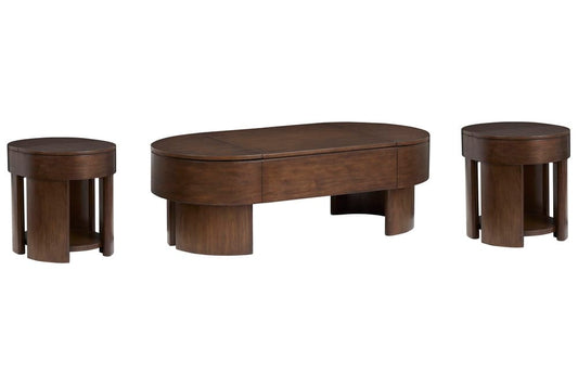 Magnussen - Holloway Toasted Almond Oval Lift Top Cocktail Table With 2 End Tables - T6501-50-KIT1 view 1