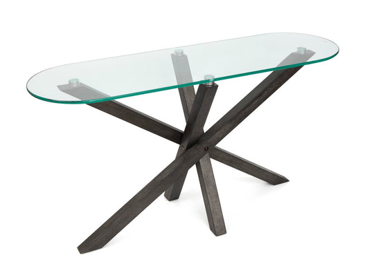 Magnussen - Jax Carbon Shadow And Chrome Oval Sofa Table - T6452-77 view 2