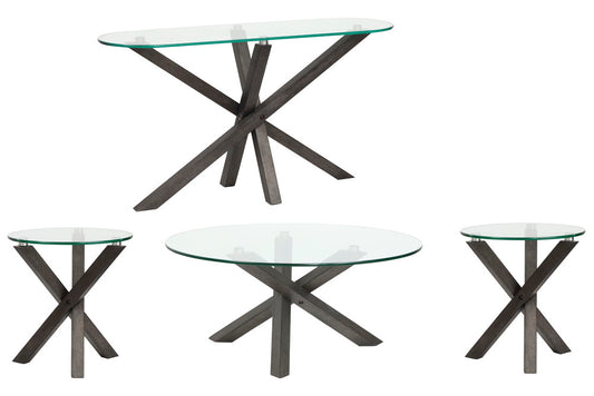 Magnussen - Jax Carbon Shadow And Chrome Round Cocktail Table 2 End Tables With Sofa Table - T6452-45-KIT2 view 1