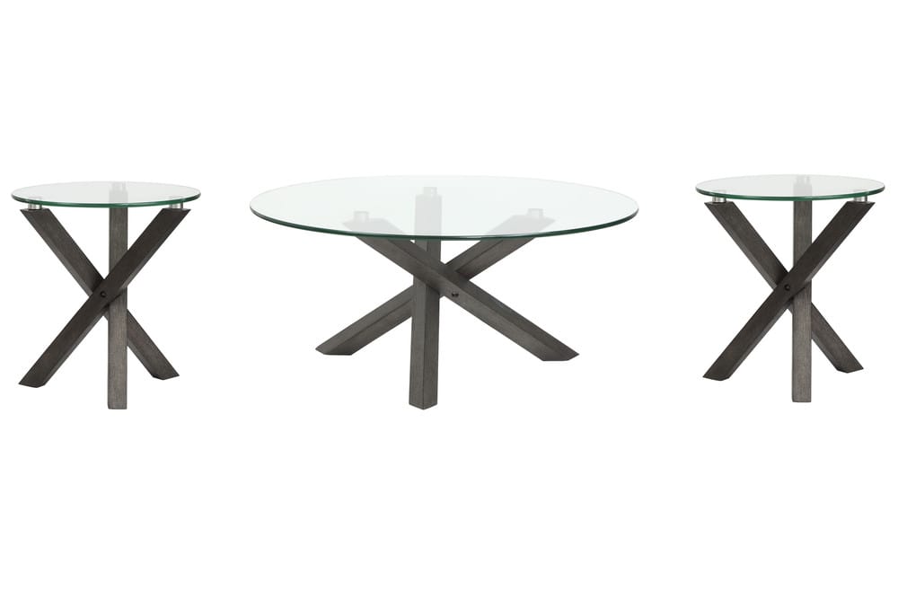Magnussen - Jax Carbon Shadow And Chrome Round Cocktail Table With 2 End Tables - T6452-45-KIT1 view 1