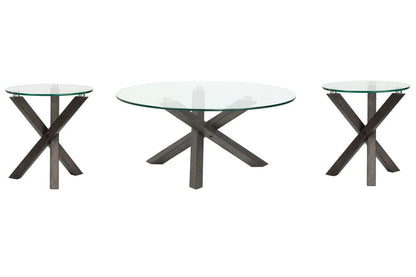 Magnussen - Jax Carbon Shadow And Chrome Round Cocktail Table With 2 End Tables - T6452-45-KIT1 view 1