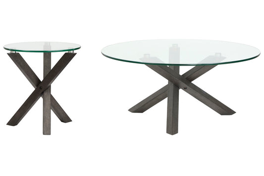 Magnussen - Jax Carbon Shadow And Chrome Round Cocktail Table With End Table - T6452-45-KIT3 view 1