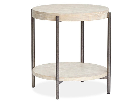 Magnussen - Jennings Edgecomb Grey And Weathered Antique Nickel Round End Table - T5927-05 view 1