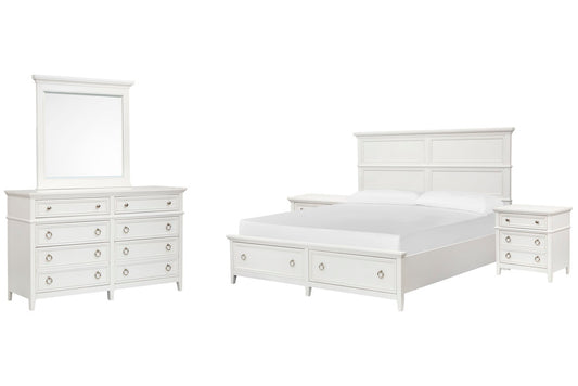 Magnussen - Juniper Hill Whisper White Cal.King Panel Storage Bed 2 Nightstands And Double Drawer Dresser With Landscape Mirror - B6478-74A-KIT4 view 1