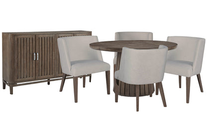 Magnussen - Kavanaugh Weathered Kona Brown Extendable Round Dining Table With 4 Host Chairs And Sideboard - D5612-24-KIT4 view 1