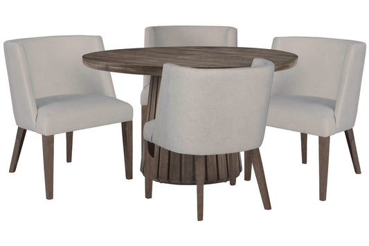Magnussen - Kavanaugh Weathered Kona Brown Extendable Round Dining Table With 4 Host Chairs - D5612-24-KIT3 view 1