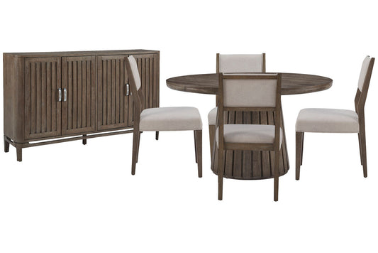 Magnussen - Kavanaugh Weathered Kona Brown Extendable Round Dining Table With 4 Side Chairs And Sideboard - D5612-24-KIT2 view 1