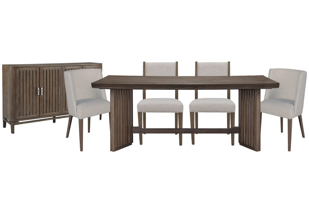 Magnussen - Kavanaugh Weathered Kona Brown Trestle Dining Table With 2 Side Chairs 2 Host Chairs And Sideboard - D5612-21-KIT8 view 1