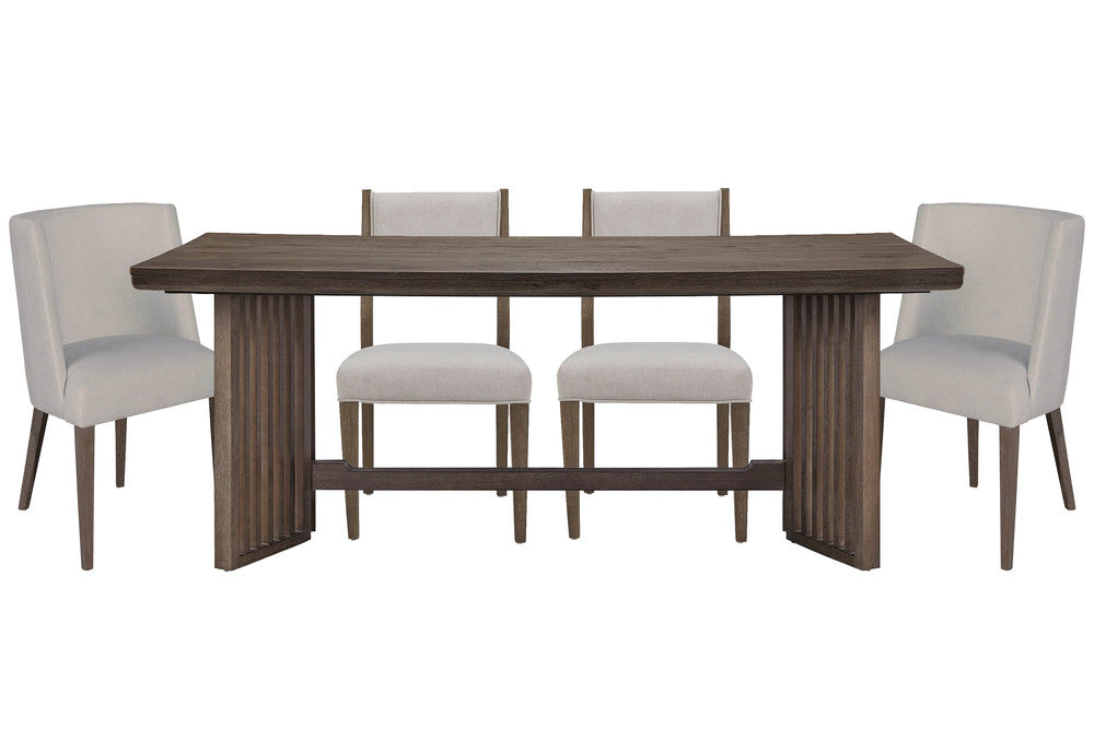 Magnussen - Kavanaugh Weathered Kona Brown Trestle Dining Table With 2 Side Chairs And 2 Host Chairs - D5612-21-KIT7 view 1