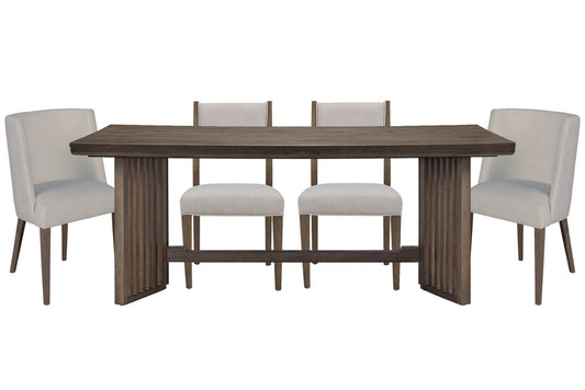 Magnussen - Kavanaugh Weathered Kona Brown Trestle Dining Table With 2 Side Chairs And 2 Host Chairs - D5612-21-KIT7 view 1