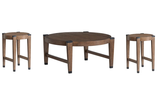 Magnussen - Kaysen Wallaby And Matte Black Round Cocktail Table With 2 End Table - T5817-45KIT5 view 1