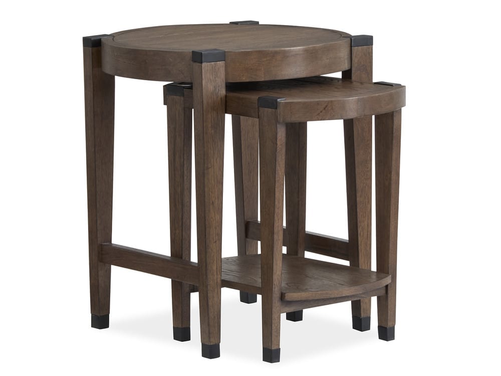 Magnussen - Kaysen Wallaby And Matte Black Round Cocktail Table With 2 Nesting End Table And Demilune Sofa Table - T5817-45KIT3 view 6