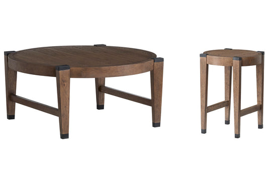 Magnussen - Kaysen Wallaby And Matte Black Round Cocktail Table With End Table - T5817-45KIT4 view 1