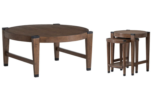 Magnussen - Kaysen Wallaby And Matte Black Round Cocktail Table With Nesting End Table - T5817-45KIT1 view 1