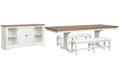 Magnussen - Kingston Whisper White And Cerused Nutmeg Extendable Rectangular Dining Table With 2 Benches And Credenza - D6407-21-KIT24 view 1