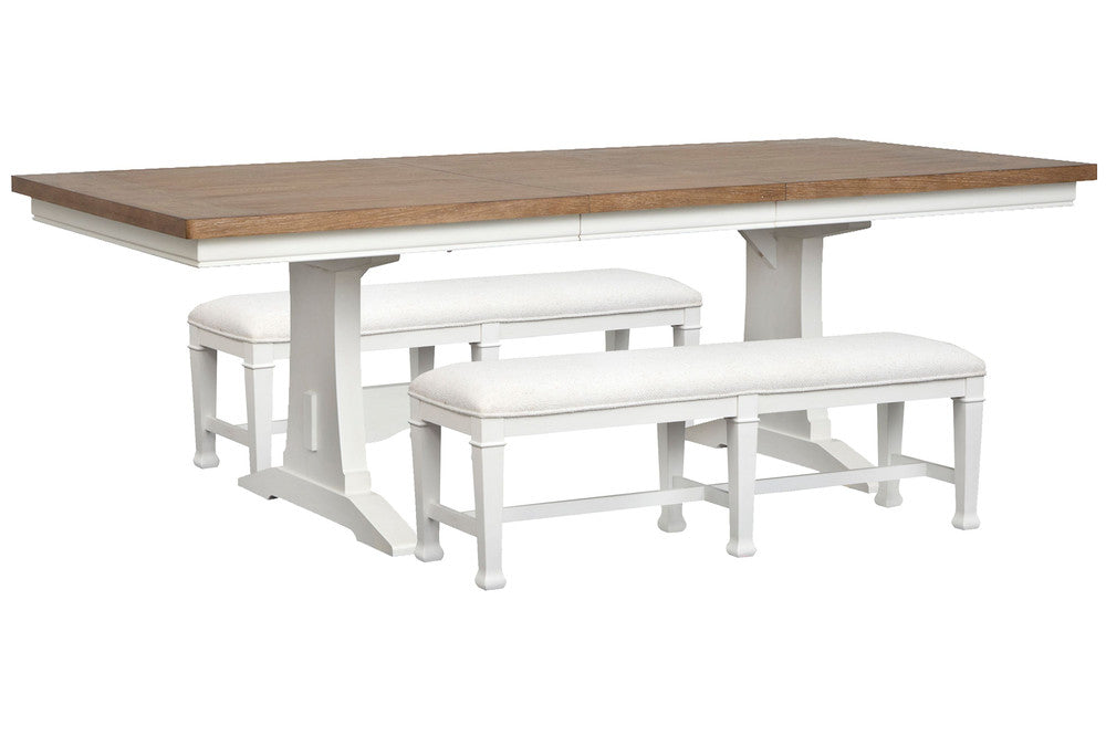 Magnussen - Kingston Whisper White And Cerused Nutmeg Extendable Rectangular Dining Table With 2 Benches - D6407-21-KIT23 view 1