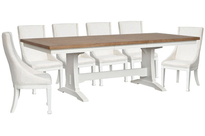 Magnussen - Kingston Whisper White And Cerused Nutmeg Extendable Trestle Dining Table With 6 Host Chairs - D6407-21-KIT7 view 1
