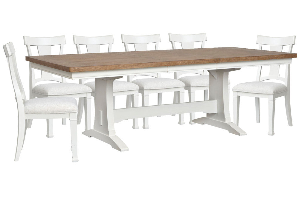 Magnussen - Kingston Whisper White And Cerused Nutmeg Extendable Trestle Dining Table With 6 Side Chairs - D6407-21-KIT3 view 1