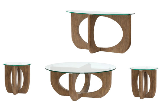 Magnussen - Lainey Almond Round Cocktail Table With 2 End Table And Demilune Sofa Table - T5951-45KIT3 view 1