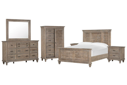 Magnussen - Lancaster Dovetail Grey California King Shutter Panel Bed 2 Nighstands Drawer Dresser With Landscape Mirror And Gentleman'S Chest - B4352-75-KIT6 view 1