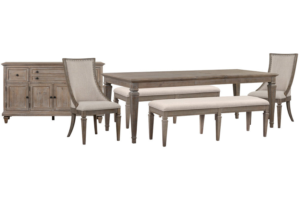 Magnussen - Lancaster Dovetail Grey Extendable Rectangular Dining Table 2 Benches 2 Arm Chairs And Buffet - D4352-20-KIT83 view 1