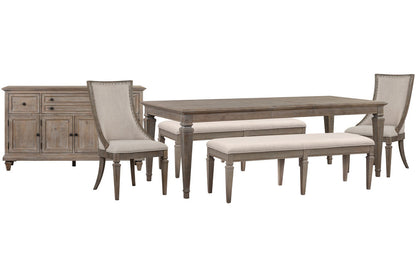 Magnussen - Lancaster Dovetail Grey Extendable Rectangular Dining Table 2 Benches 2 Arm Chairs And Buffet - D4352-20-KIT83 view 1