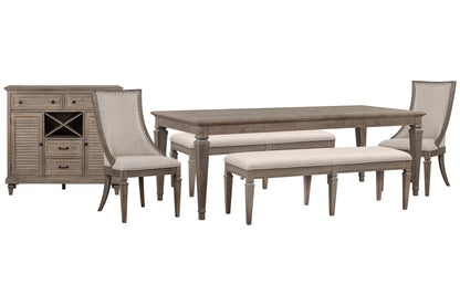 Magnussen - Lancaster Dovetail Grey Extendable Rectangular Dining Table 2 Benches 2 Arm Chairs And Server - D4352-20-KIT82 view 1