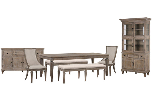 Magnussen - Lancaster Dovetail Grey Extendable Rectangular Dining Table 2 Benches 2 Arm Chairs Buffet And Dining Cabinet - D4352-20-KIT85 view 1