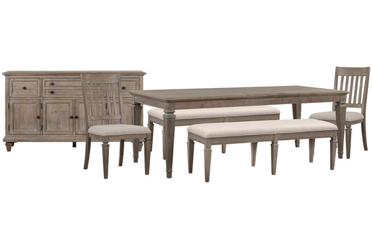 Magnussen - Lancaster Dovetail Grey Extendable Rectangular Dining Table 2 Benches 2 Side Chairs And Buffet - D4352-20-KIT78 view 1
