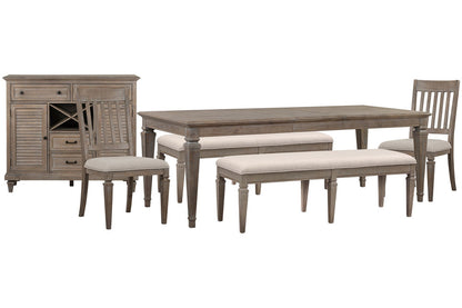 Magnussen - Lancaster Dovetail Grey Extendable Rectangular Dining Table 2 Benches 2 Side Chairs And Server - D4352-20-KIT77 view 1