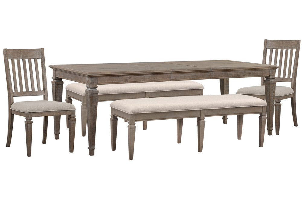Magnussen - Lancaster Dovetail Grey Extendable Rectangular Dining Table 2 Benches And 2 Side Chairs - D4352-20-KIT76 view 1