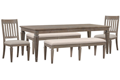 Magnussen - Lancaster Dovetail Grey Extendable Rectangular Dining Table 2 Benches And 2 Side Chairs - D4352-20-KIT76 view 1