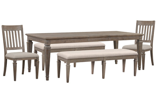 Magnussen - Lancaster Dovetail Grey Extendable Rectangular Dining Table 2 Benches And 2 Side Chairs - D4352-20-KIT76 view 1