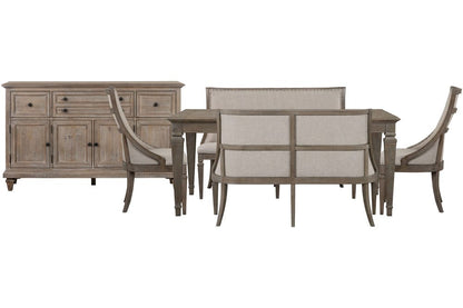 Magnussen - Lancaster Dovetail Grey Extendable Rectangular Dining Table 2 Upholstered Benches And 2 Arm Chairs And Buffet - D4352-20-KIT98 view 1