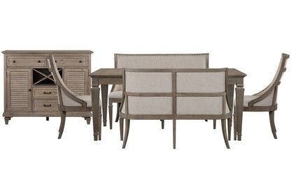 Magnussen - Lancaster Dovetail Grey Extendable Rectangular Dining Table 2 Upholstered Benches And 2 Arm Chairs And Server - D4352-20-KIT97 view 1