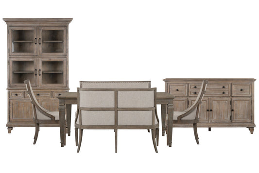 Magnussen - Lancaster Dovetail Grey Extendable Rectangular Dining Table 2 Upholstered Benches And 2 Arm Chairs Buffet And Dining Cabinet - D4352-20-KIT100 view 1