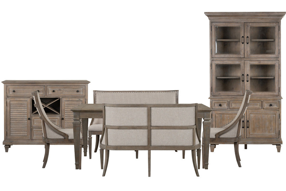 Magnussen - Lancaster Dovetail Grey Extendable Rectangular Dining Table 2 Upholstered Benches And 2 Arm Chairs Server And Dining Cabinet - D4352-20-KIT99 view 1