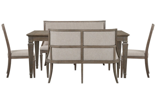 Magnussen - Lancaster Dovetail Grey Extendable Rectangular Dining Table 2 Upholstered Benches And 2 Side Chairs - D4352-20-KIT91 view 1